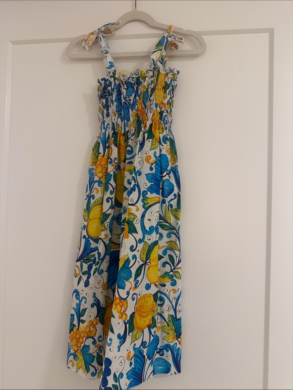 Blue & Yellow Floral Lemon Smocked Sundress- purchased in puglia - worn once